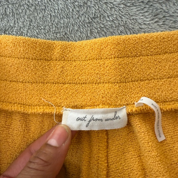 Urban Outfitters Out From Under Terry Cloth Wide Leg Pants Mustard Yellow Size L - Picture 4 of 9